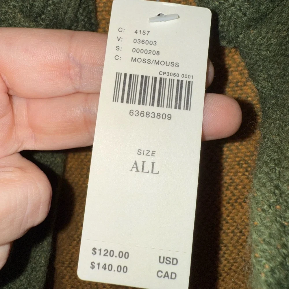 New ANTHROPOLOGIE GREEN SWEATER PONCHO FUNNEL NECK LEATHER TRIM FRINGE CAPE - Picture 6 of 10